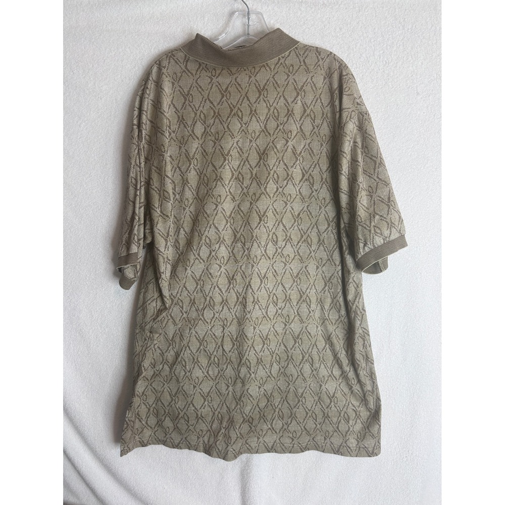 Descente International Collection Mens XL Polo Shirt Brown Geometric Knit o